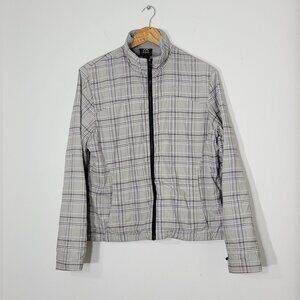 Black Mountain | Gray Purple Plaid Hybrid Windbreaker Hiking Jacket Size Large